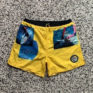 Chaps Ralph Lauren Windsurfing Club Vintage Swim Trunk Shorts Yellow Blue XL